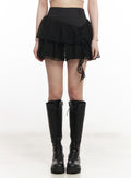 Asymmetric Lace Ruffle Mini Skirt CM519