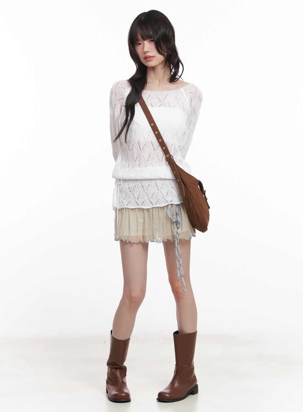 Polka-Dot Shirred Mini Skirt CY521