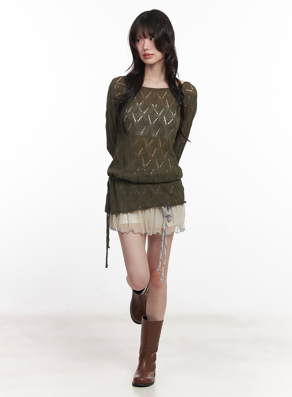 Polka-Dot Shirred Mini Skirt CY521