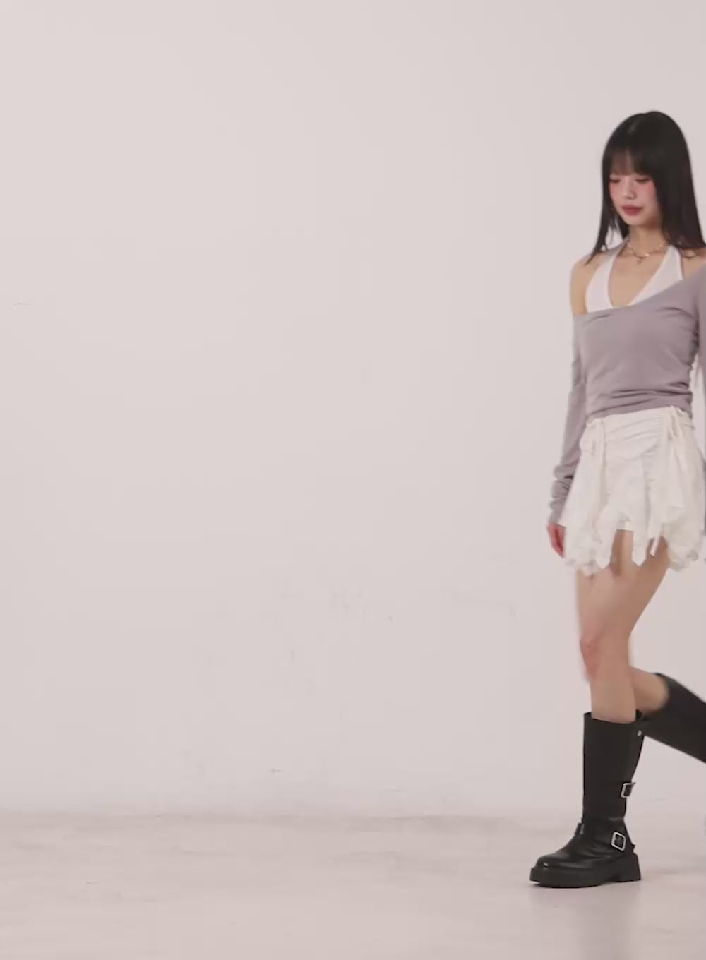 Lace Shirred Handkerchief Mini Skirt CM513