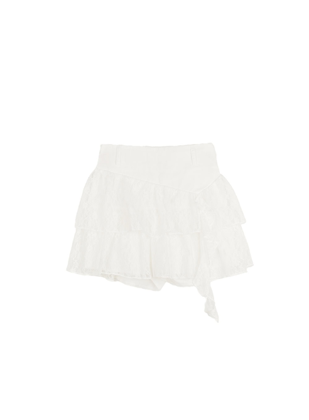 Asymmetric Lace Ruffle Mini Skirt CM519